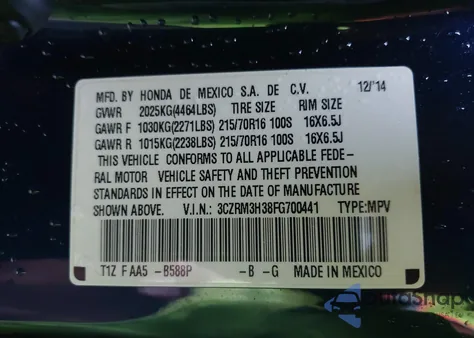 2015 Honda Cr-V Lx from USA, damaged, VIN 3CZRM3H38FG700441